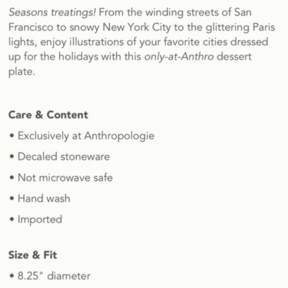 NIB Anthropologie 2022 year Holiday in the City LONDON Dessert Plate Christmas - Picture 5 of 9